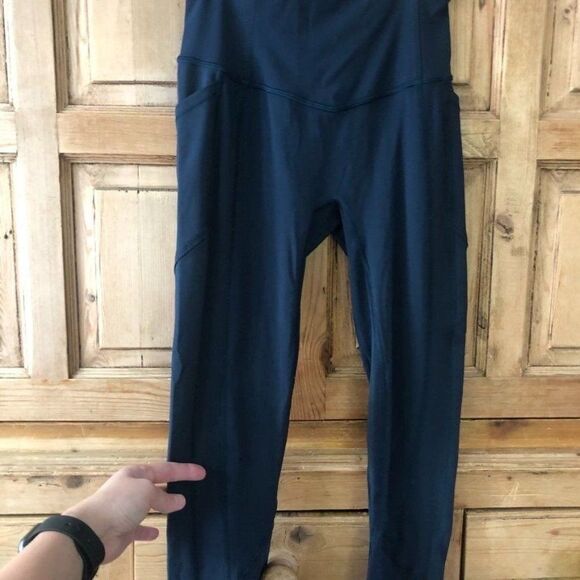 Lululemon Size 4 Jewel Tone Blue Leggings‎ Athletic Side Leg Pockets Gym FLAWED - Picture 5 of 9